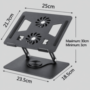 360° rotating laptop stand with dual cooling fans