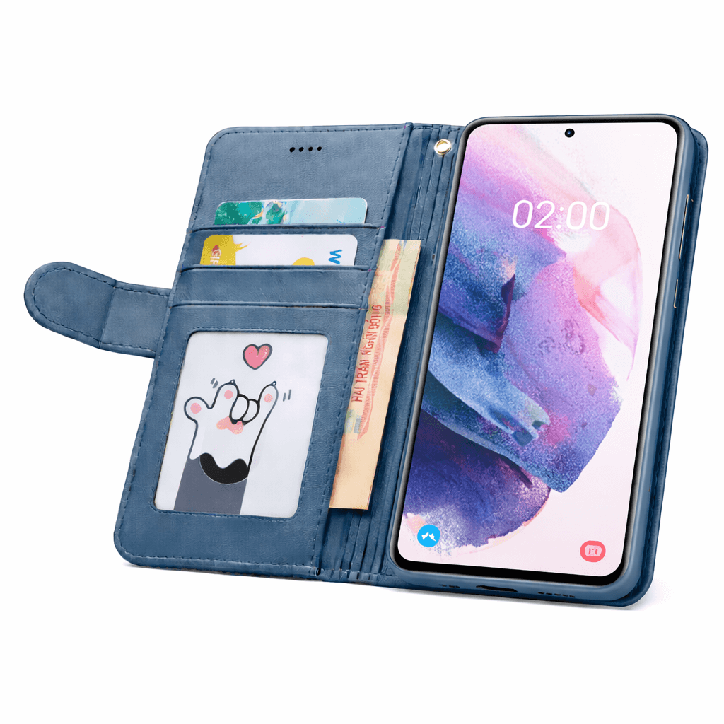 Samsung Galaxy S21 Flip Wallet Case Cowhide Dot Pattern