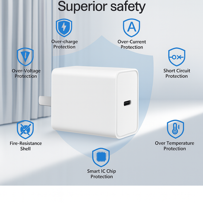 65W USB-C charger with Lightning cable