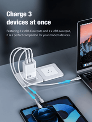 65W GaN Charger with 2 USB C and USB A Ports