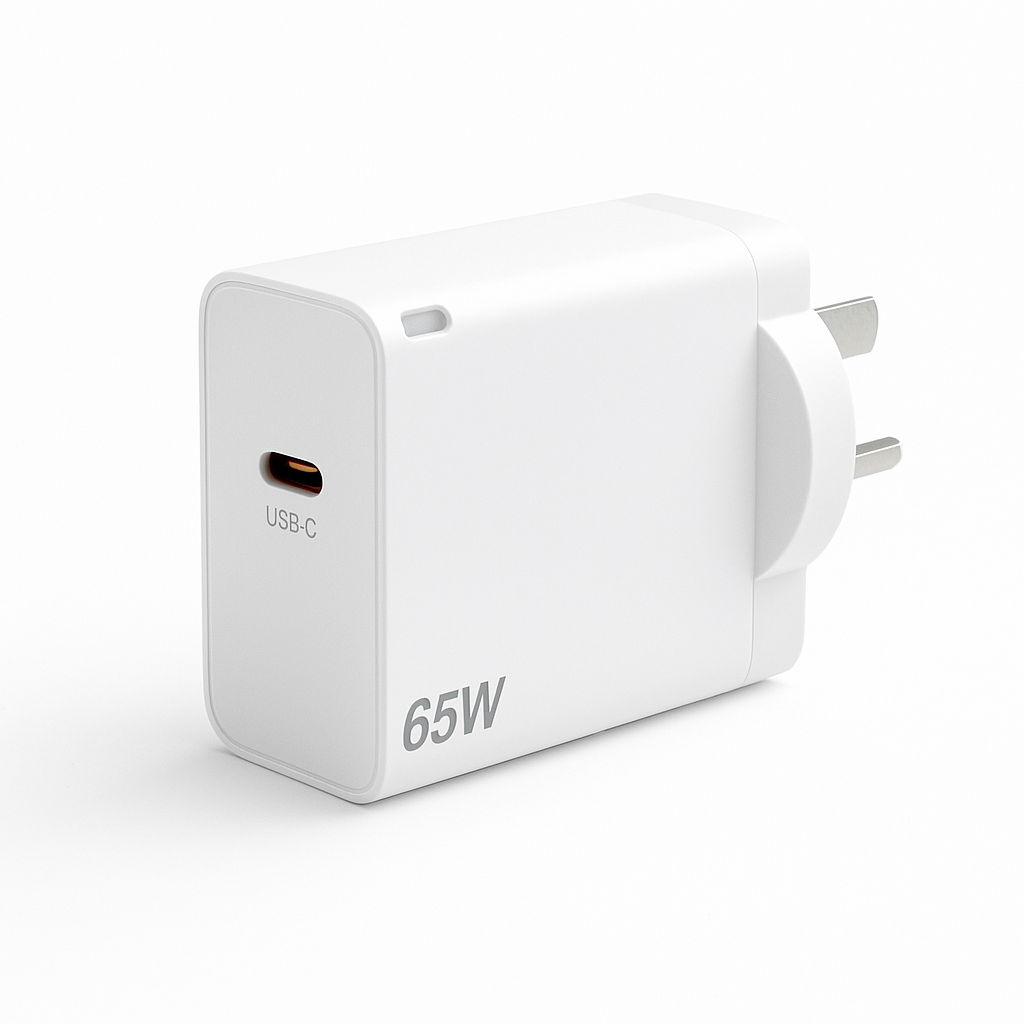 65W GaN USB-C fast charger front view