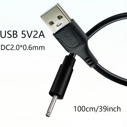 Barrel Jack Power Cable - 2mm x 0.6mm charger (Black) 1m