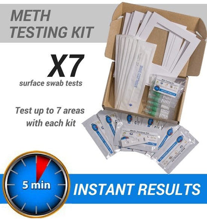Meth Test Kit - 7 x Instant On-site Test Kits (Recommended for a 4 Bedroom Home)