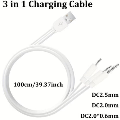 Barrel Jack 3 in 1 Power Cable - (White) 1m