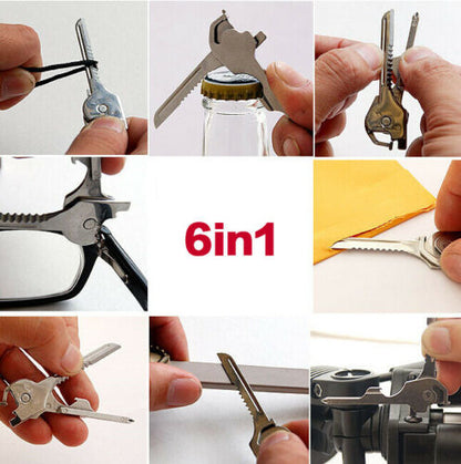 6 in 1 Multi Function Stainless Steel Utility Key Tool Knife Screwdeiver