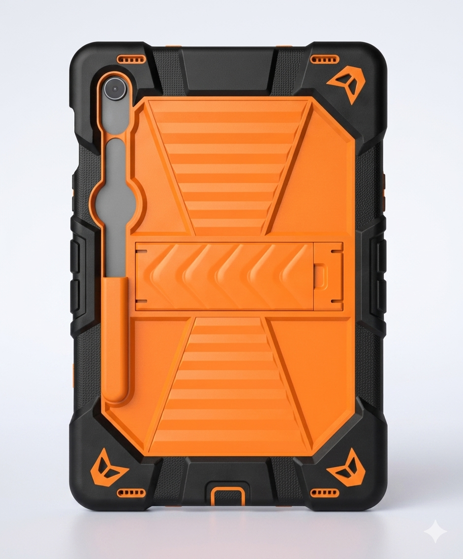 Samsung Galaxy Tab S10 Lite Rugged Shockproof Case with Kickstand (Orange)