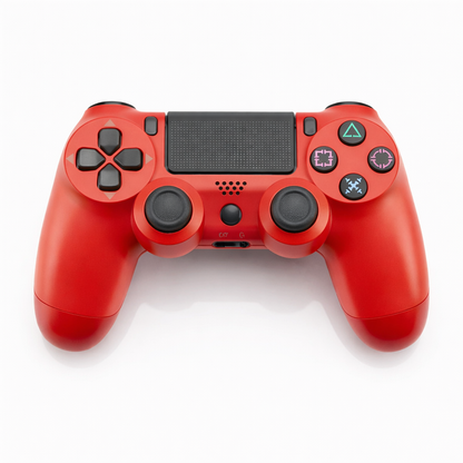 Red gaming controller on a white background