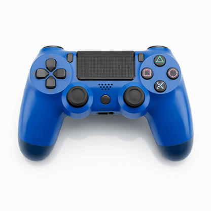 Blue gaming controller on a white background