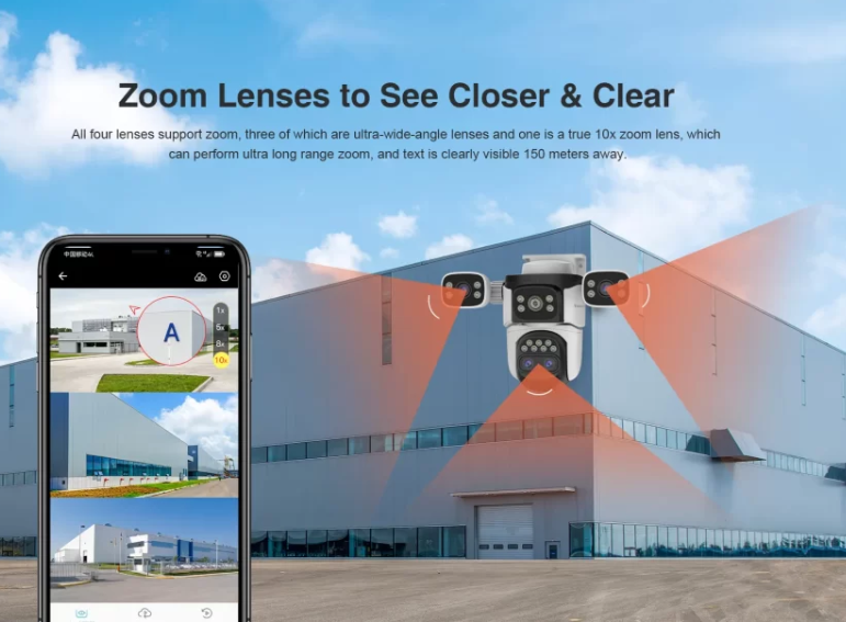 Outdoor Security Camera Four Lens
