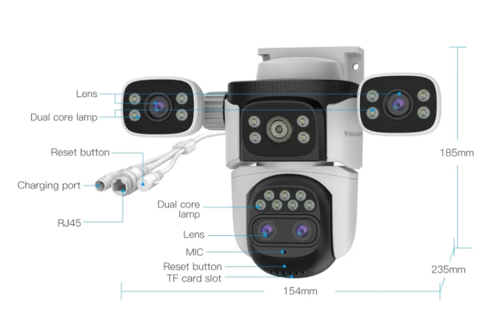 Outdoor Security Camera Four Lens