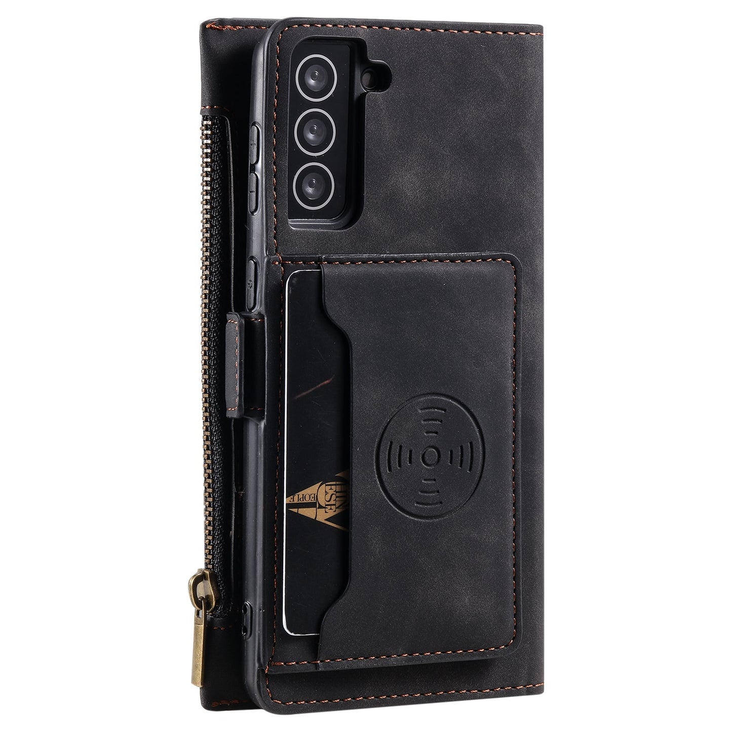 Samsung S21 Case Wallet Zipper - Black