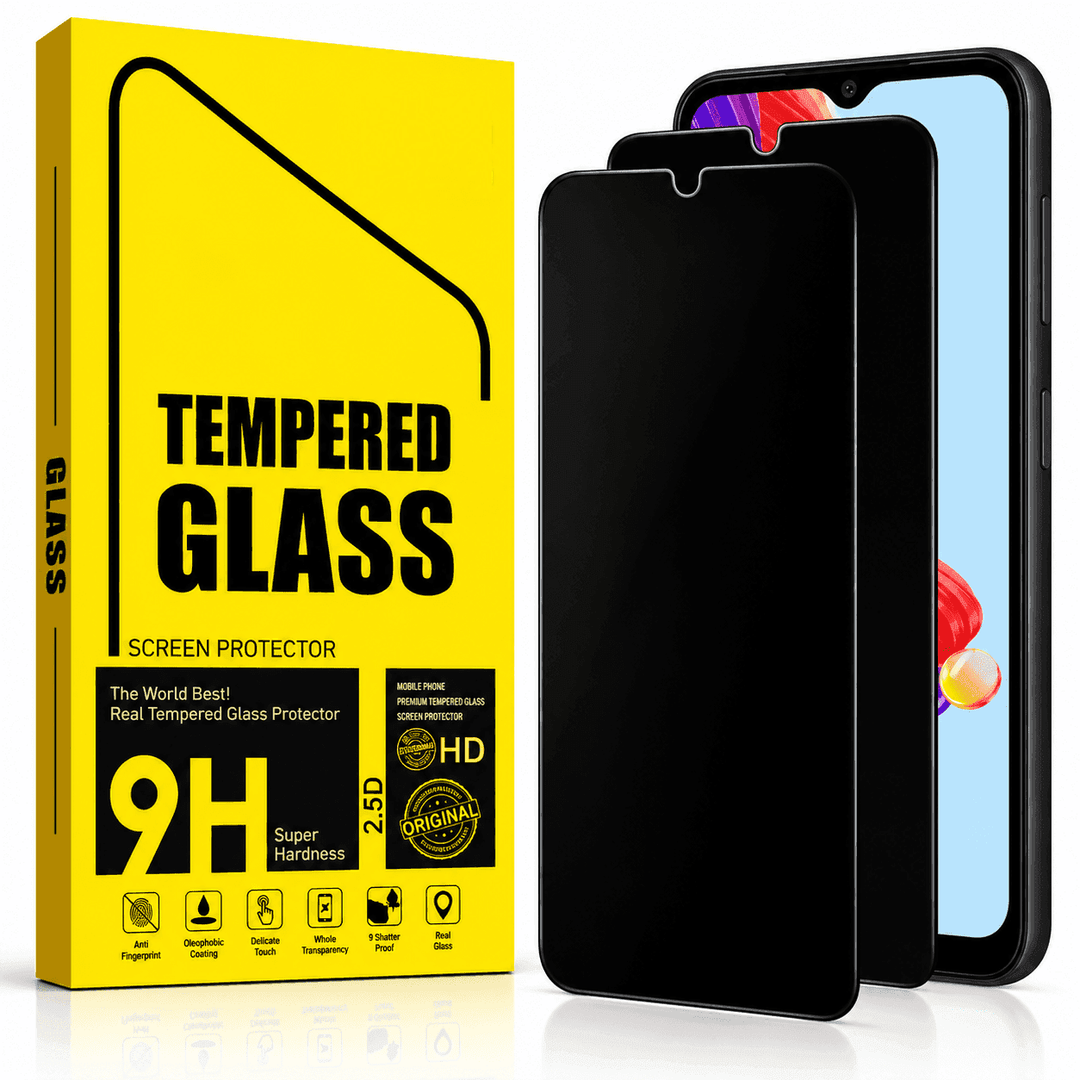 Samsung Galaxy A07 Privacy Tempered Glass Screen Protector (2 Pack) – 9H HD Anti-Spy, 2.5D Rounded Edge, Impact & Scratch Resistant