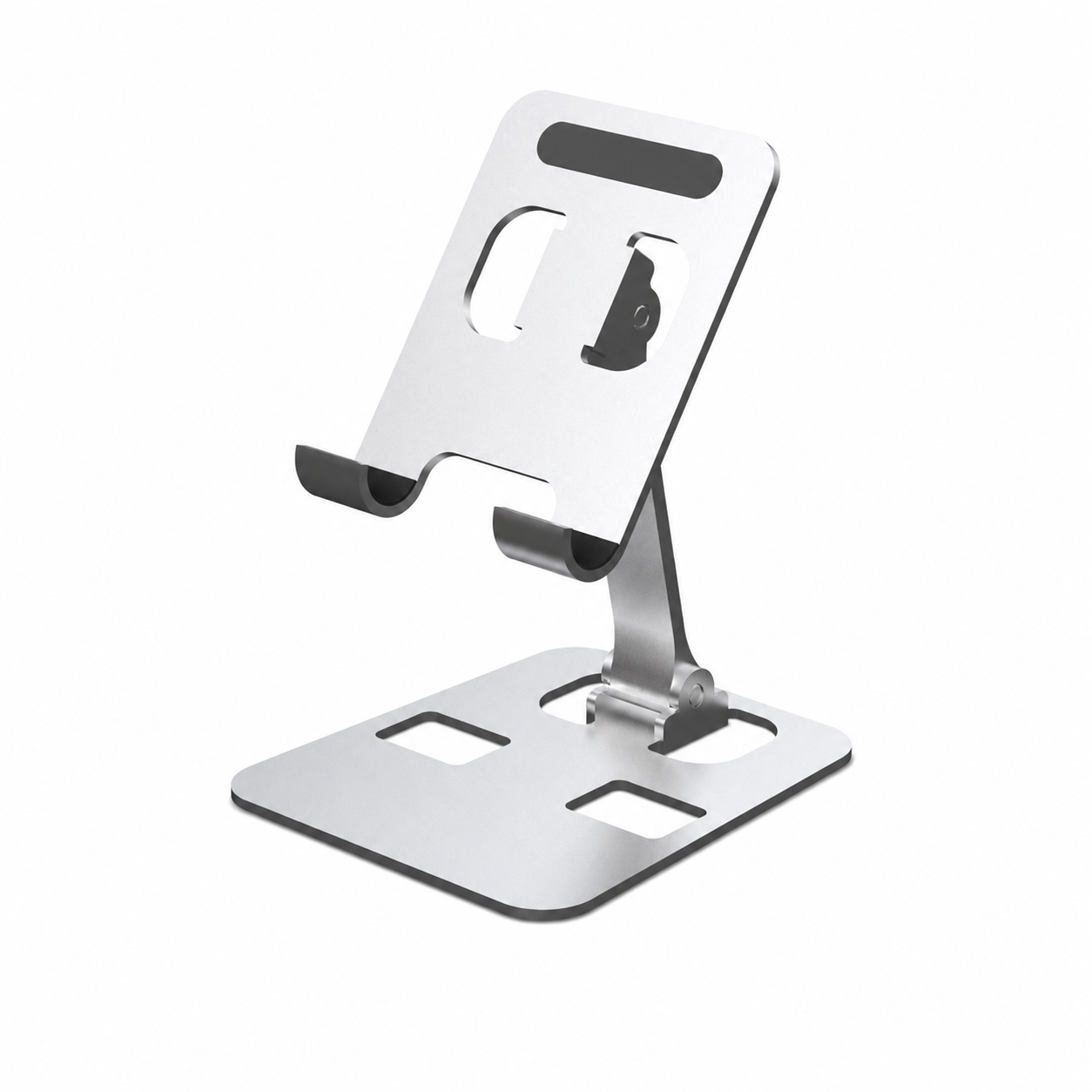 Aluminum Alloy Universal Flexible Adjustable Foldable Cell Phone and Tablet Holder Front View