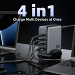 100W GaN desktop charging station with three USB-C ports and one USB-A port