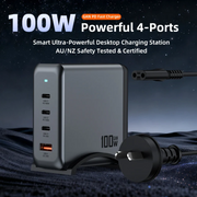 100W GaN desktop charging station with three USB-C ports and one USB-A port
