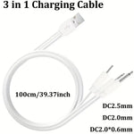 Barrel Jack 3 in 1 Power Cable - (White) 1m - charger / White - Electronics Accessories
