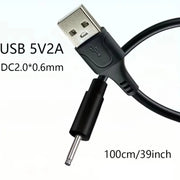 Barrel Jack Power Cable - 2mm x 0.6mm charger (Black) 1m - Black - Electronics Accessories