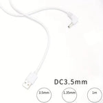 Barrel Jack Power Cable (Elbow) - 3.5mm x 1.35mm charger (White) 1m - 2 mm / chargers / White - Electronics Accessories