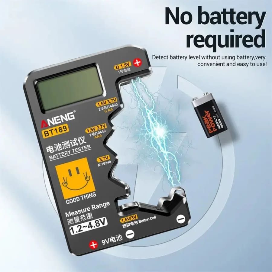 Battery Tester BT189 (Button Cell, AA, AAA, C, D, 9V, 14500, 16340)