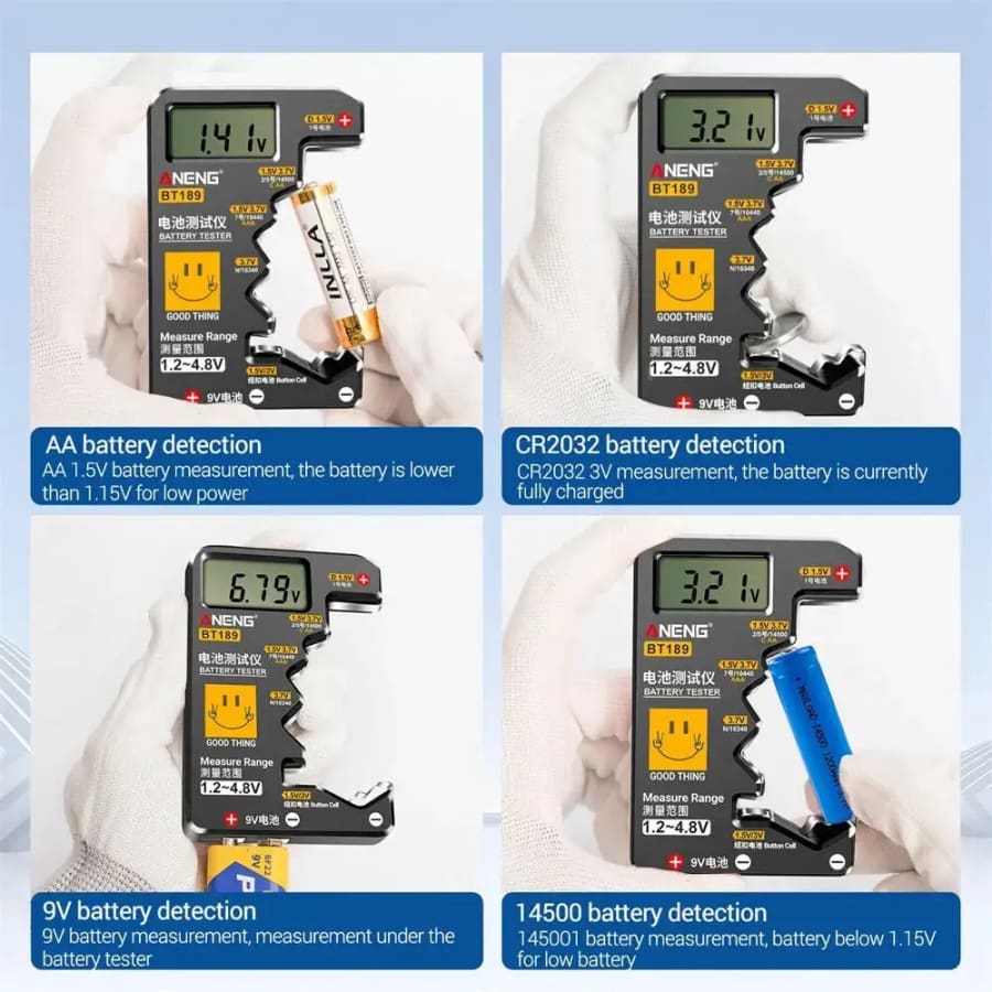 Battery Tester BT189 (Button Cell, AA, AAA, C, D, 9V, 14500, 16340)