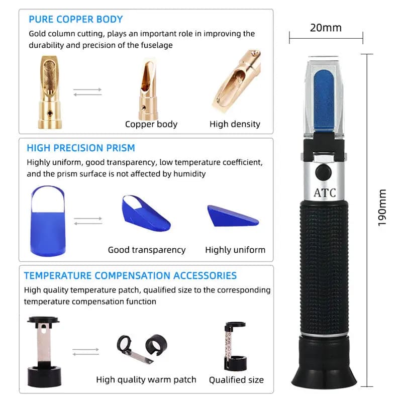 Refractometer - Sugar & Alcohol Dual Measure Refractometer (0-40% / Brix 0-25%)