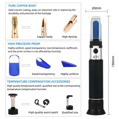 Refractometer - Sugar & Alcohol Dual Measure Refractometer (0-40% / Brix 0-25%)