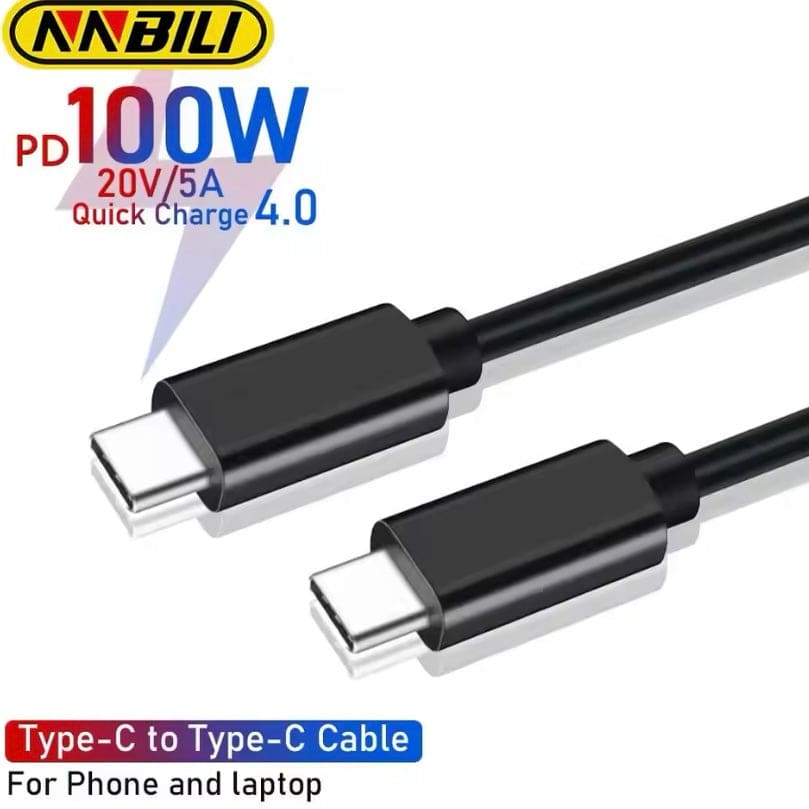 Type C to Type C (1m) Charger Cable For Samsung Devices (Black)