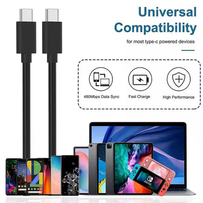 Type C to Type C (1m) Charger Cable For Samsung Devices (Black)