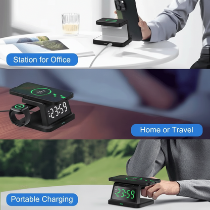 Wireless charging digital clock side angle