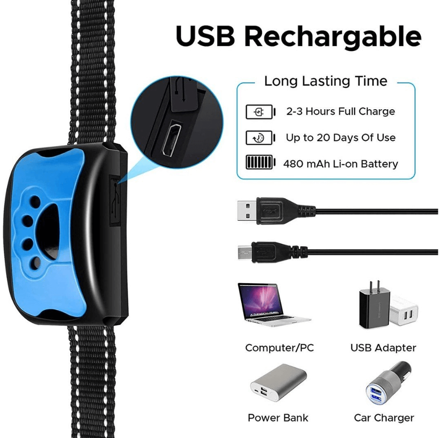 Rechargeable dog anti barking collar with USB charging