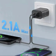 Dual USB Power Adapter Wall Plug (NZ / AUS) (Black) - Electronics Accessories