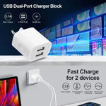 Dual USB Power Adapter Wall Plug (NZ / AUS) (White) - White - Phone/Tablet Accessories