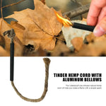 Fire Starter - Tinder Cord with Aluminum Bellow Pipe & Waterproof Wax Wick Hemp - Tools Kits (multipurpose)