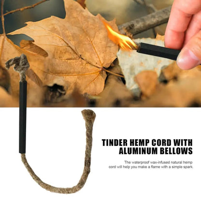 Fire Starter - Tinder Cord with Aluminum Bellow Pipe & Waterproof Wax Wick Hemp