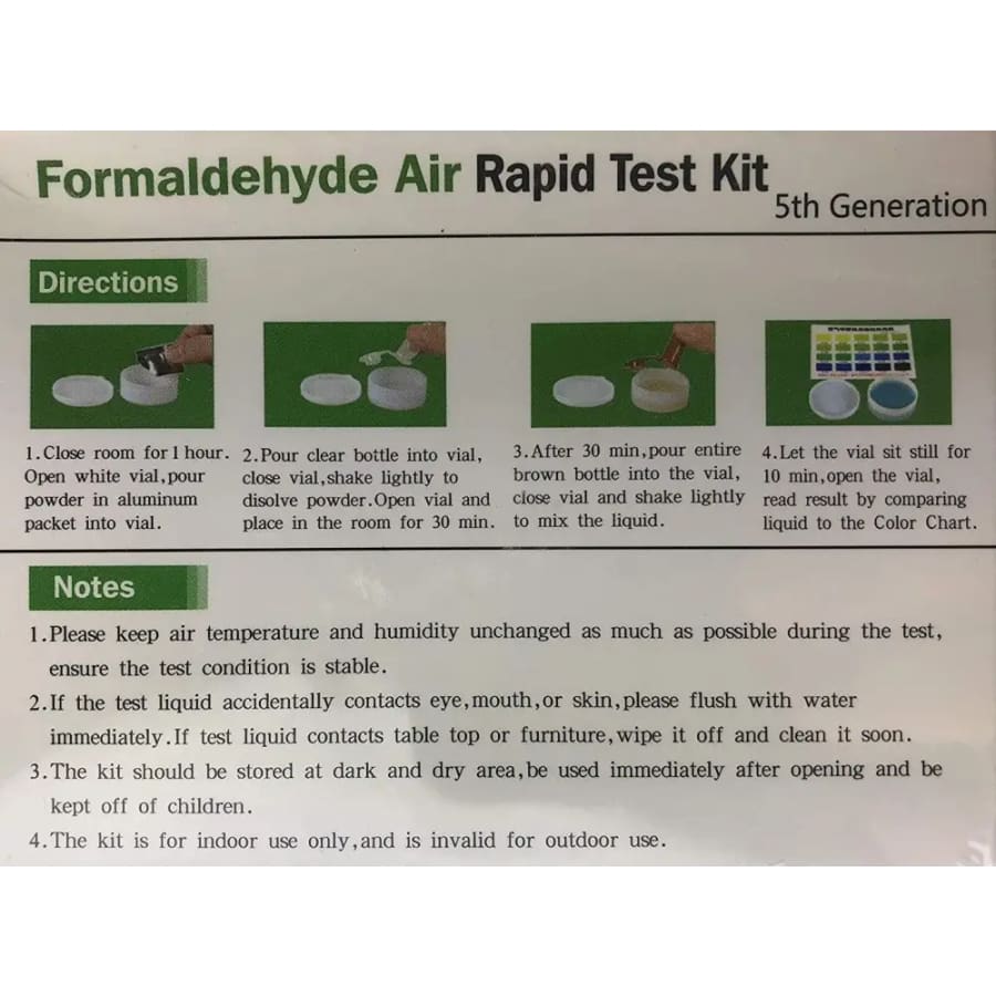 Formaldehyde (HCHO) Air Quality Test Kit