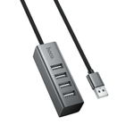 4-port USB 2.0 hub with aluminum alloy housing and 1-metre braided cable