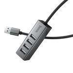 4-port USB 2.0 hub with aluminum alloy housing and 1-metre braided cable