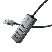 4-port USB 2.0 hub with aluminum alloy housing and 1-metre braided cable