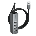 4-port USB 2.0 hub with aluminum alloy housing and 1-metre braided cable