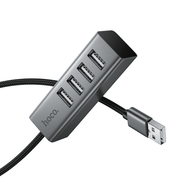 4-port USB 2.0 hub with aluminum alloy housing and 1-metre braided cable