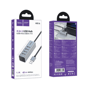 4-port USB 2.0 hub with aluminum alloy housing and 1-metre braided cable