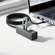 4-port USB 2.0 hub with aluminum alloy housing and 1-metre braided cable
