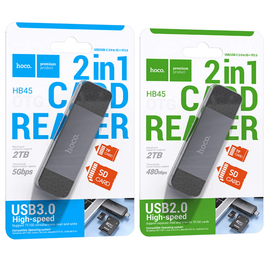 HB45 2-in-1 USB 3.0 Card Reader packaging NZ