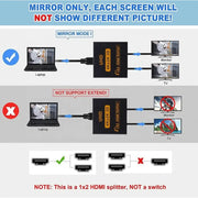 HDMI Splitter 1x2 4K 30Hz 1 In 2 Out 1.4b