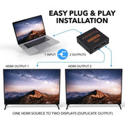 HDMI Splitter 1x2 4K 30Hz 1 In 2 Out 1.4b