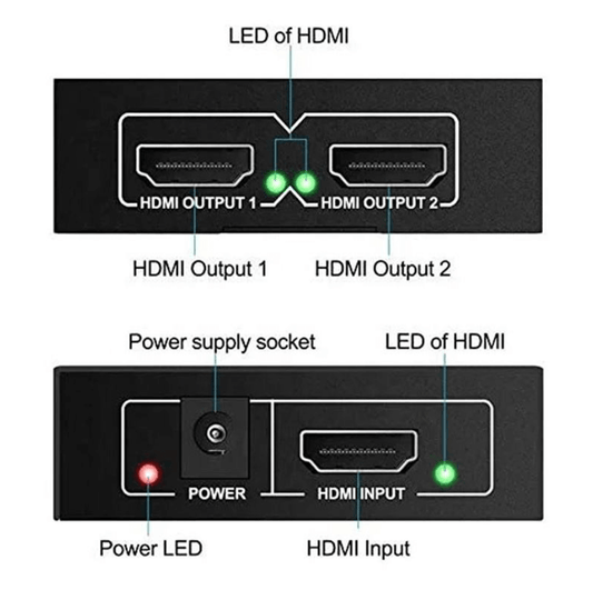 HDMI splitter 1 in 2 out for two displays