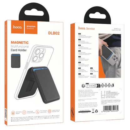 Hoco magnetic multifunctional card holder packaging with front and back views.