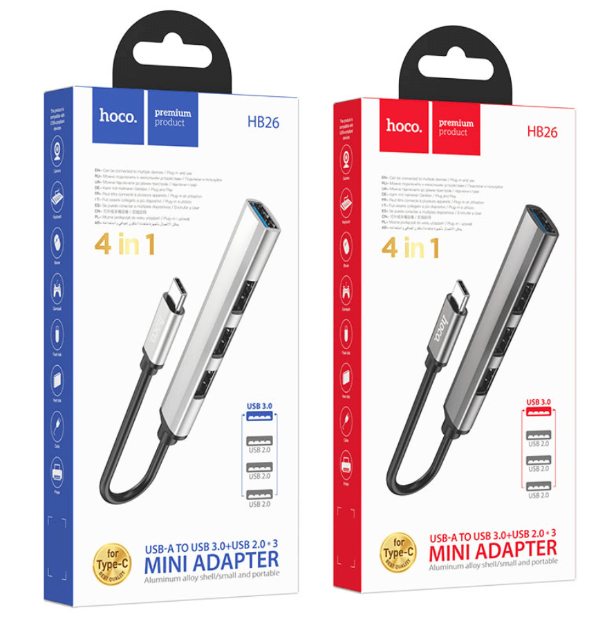 Hoco HB26 Type C to USB Hub NZ package