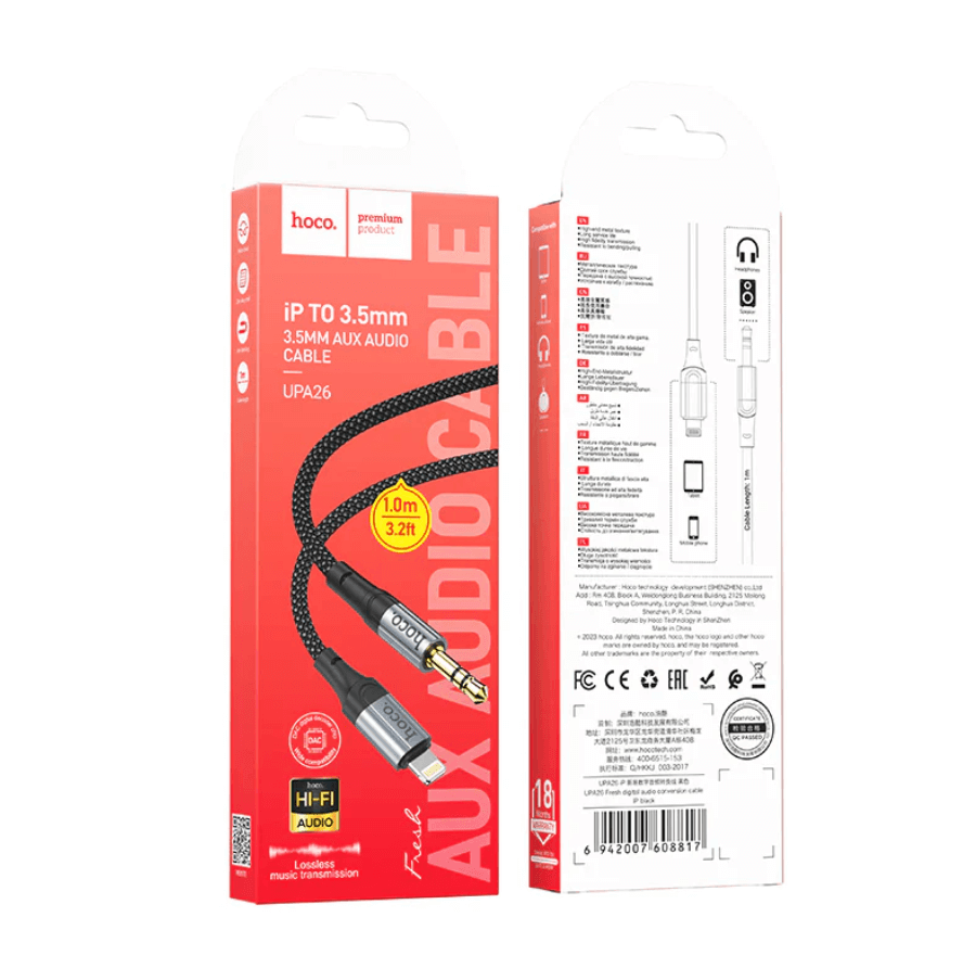 Hoco Lightning to 3.5mm Aux Cable UPA26 Packaging