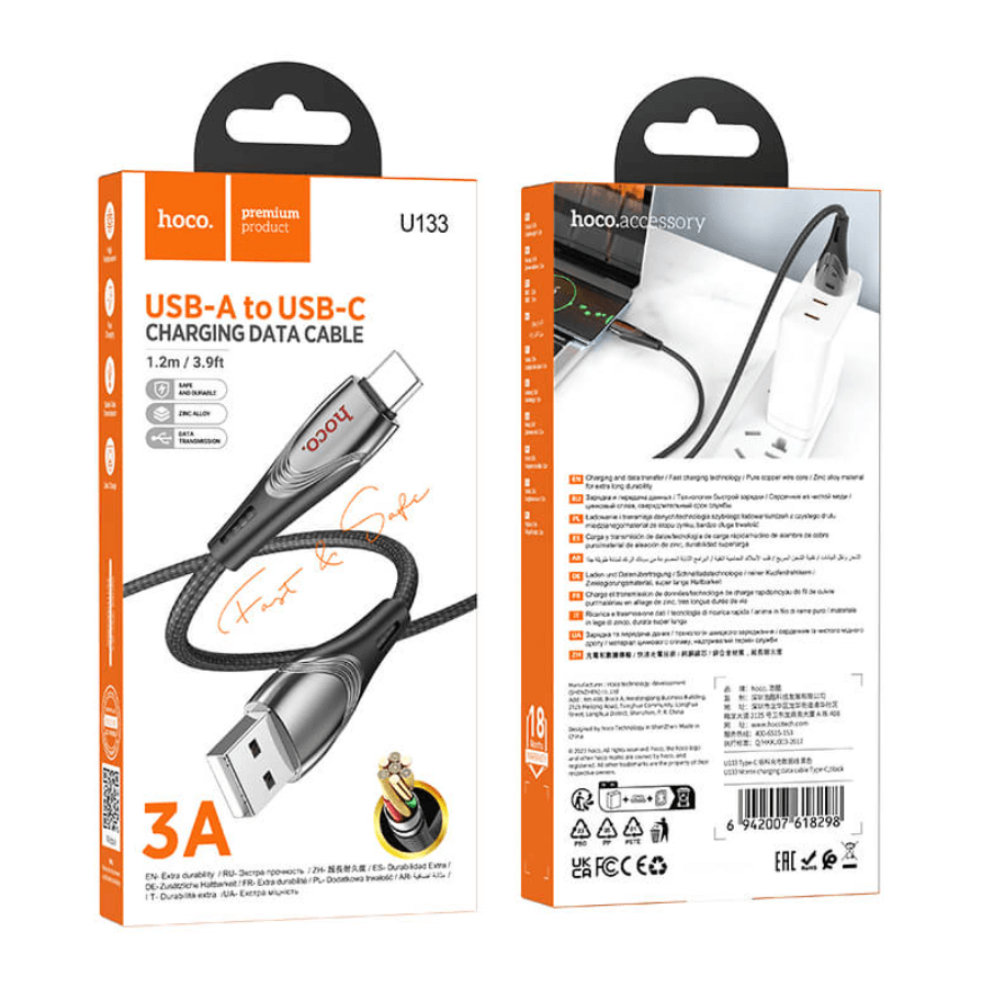 HOCO U133 USB C cable retail packaging
